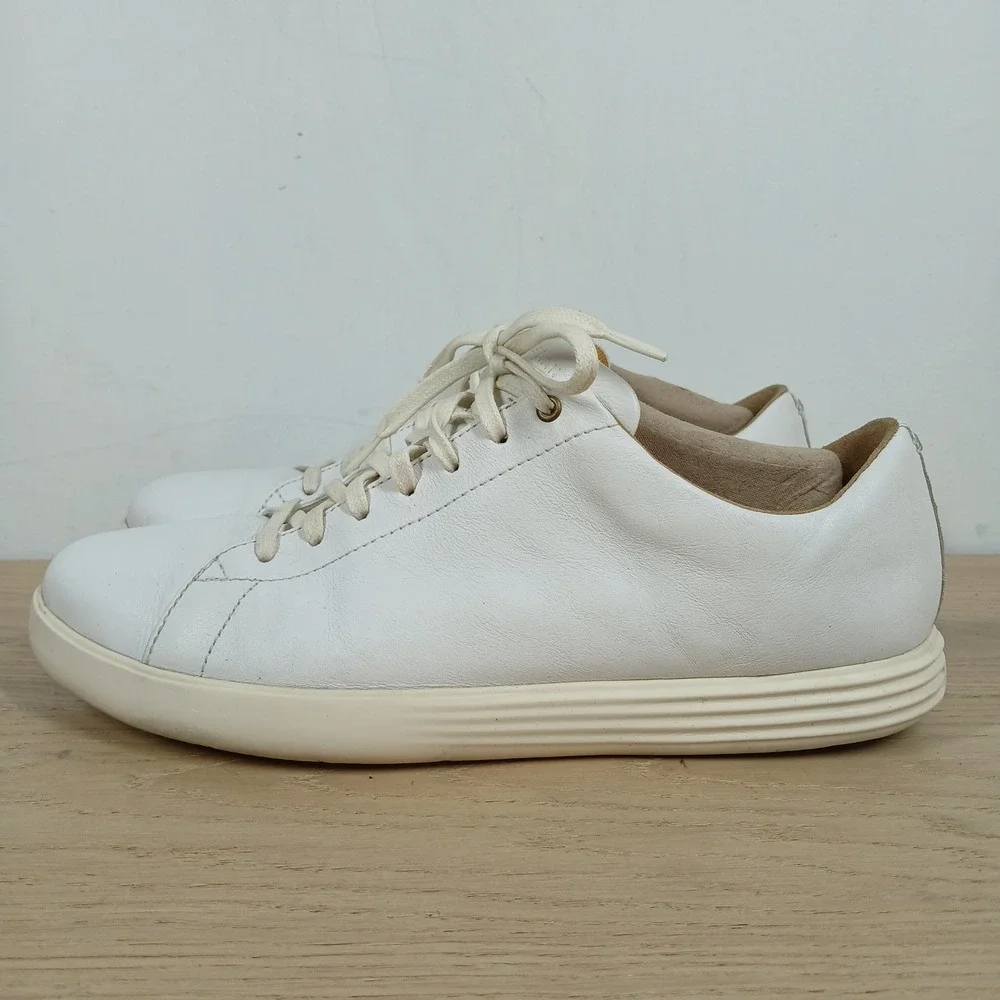 Cole Haan Sneakers Mens 11M White Leather Lace Up Minimalist Clean Aesthetic